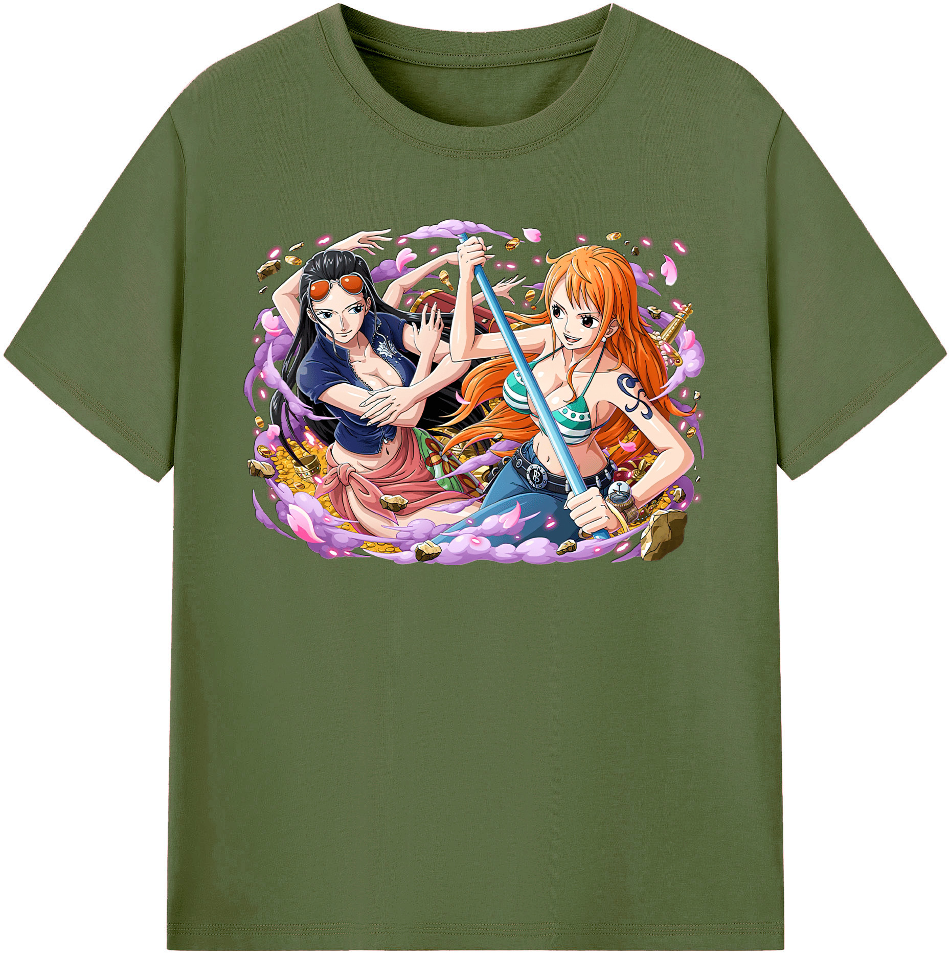 ワンピース ニコ・ロビン ONE PIECE Nico Robin 綿100％半袖Tシャツ（フロントプリント）